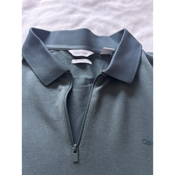 Calvin Klein Classic Fit Men's XL Collar Quarter Zip Up Short Sleeve Polo Shirt - Picture 5 of 6